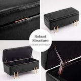 NNEDSZ Storage Ottoman Stool Bench Seat 97cm PU Leather BLACK