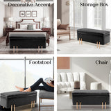 NNEDSZ Storage Ottoman Stool Bench Seat 97cm PU Leather BLACK