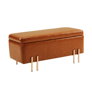 NNEDSZ Storage Ottoman Stool Bench Seat 97cm PU Leather BROWN