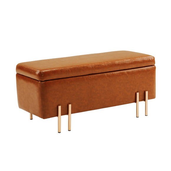 NNEDSZ Storage Ottoman Stool Bench Seat 97cm PU Leather BROWN
