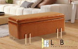 NNEDSZ Storage Ottoman Stool Bench Seat 97cm PU Leather BROWN