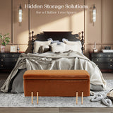 NNEDSZ Storage Ottoman Stool Bench Seat 97cm PU Leather BROWN