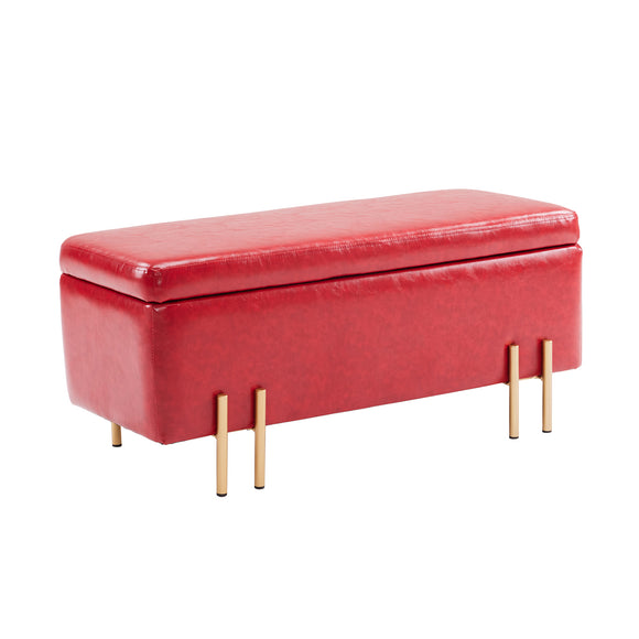 NNEDSZ Storage Ottoman Stool Bench Seat 97cm PU Leather RED
