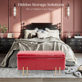 NNEDSZ Storage Ottoman Stool Bench Seat 97cm PU Leather RED