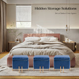 NNEDSZ Storage Ottoman Foot Stool Cube Tuffet Seat 45cm PU Leather BLUE