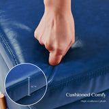 NNEDSZ Storage Ottoman Foot Stool Cube Tuffet Seat 45cm PU Leather BLUE