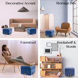 NNEDSZ Storage Ottoman Foot Stool Cube Tuffet Seat 45cm PU Leather BLUE