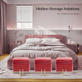 NNEDSZ Storage Ottoman Foot Stool Cube Tuffet Seat 45cm PU Leather RED