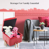 NNEDSZ Storage Ottoman Foot Stool Cube Tuffet Seat 45cm PU Leather RED