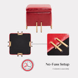 NNEDSZ Storage Ottoman Foot Stool Cube Tuffet Seat 45cm PU Leather RED