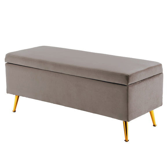 NNEDSZ Storage Ottoman Stool Bench Seat 110cm Velvet GREY