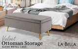 NNEDSZ Storage Ottoman Stool Bench Seat 110cm Velvet GREY