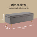 NNEDSZ Storage Ottoman Stool Bench Seat 110cm Velvet GREY
