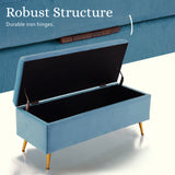 NNEDSZ Storage Ottoman Stool Bench Seat 110cm Velvet OCEAN BLUE