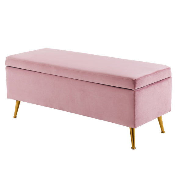 NNEDSZ Storage Ottoman Stool Bench Seat 110cm Velvet PINK