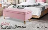 NNEDSZ Storage Ottoman Stool Bench Seat 110cm Velvet PINK