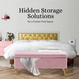 NNEDSZ Storage Ottoman Stool Bench Seat 110cm Velvet PINK