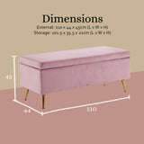 NNEDSZ Storage Ottoman Stool Bench Seat 110cm Velvet PINK