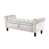 NNEDSZ Storage Ottoman Stool Arm Bench Seat 132cm Velvet BEIGE