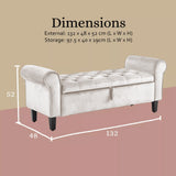 NNEDSZ Storage Ottoman Stool Arm Bench Seat 132cm Velvet BEIGE