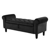 NNEDSZ Storage Ottoman Stool Arm Bench Seat 132cm Velvet BLACK