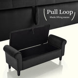 NNEDSZ Storage Ottoman Stool Arm Bench Seat 132cm Velvet BLACK