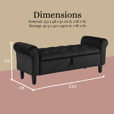NNEDSZ Storage Ottoman Stool Arm Bench Seat 132cm Velvet BLACK