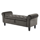 NNEDSZ Storage Ottoman Stool Arm Bench Seat 132cm Velvet GREY