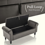 NNEDSZ Storage Ottoman Stool Arm Bench Seat 132cm Velvet GREY