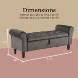 NNEDSZ Storage Ottoman Stool Arm Bench Seat 132cm Velvet GREY