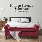 NNEDSZ Storage Ottoman Stool Arm Bench Seat 132cm Velvet RED