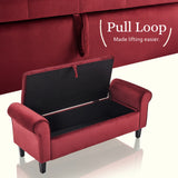 NNEDSZ Storage Ottoman Stool Arm Bench Seat 132cm Velvet RED
