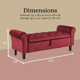 NNEDSZ Storage Ottoman Stool Arm Bench Seat 132cm Velvet RED