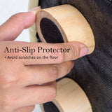 NNEDSZ 2X Fabric Ottoman Round Wooden Leg Foot Stool - BEIGE