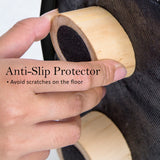 NNEDSZ 2X Fabric Ottoman Round Wooden Leg Foot Stool - BLACK