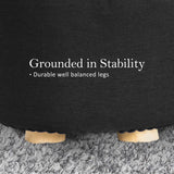 NNEDSZ 2X Fabric Ottoman Round Wooden Leg Foot Stool - BLACK