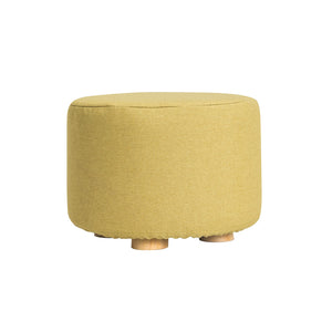 NNEDSZ Fabric Ottoman Round Wooden Leg Foot Stool - MUSTARD YELLOW