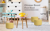 NNEDSZ 2X Fabric Ottoman Round Wooden Leg Foot Stool - Mustard Yellow