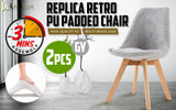 NNEDSZ 2X Retro Dining Cafe Chair Padded Seat GREY