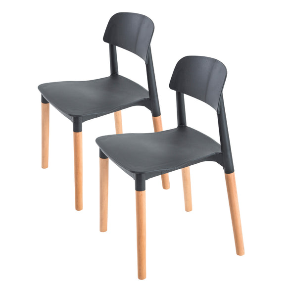 NNEDSZ 2X Retro Belloch Stackable Dining Cafe Chair BLACK