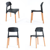 NNEDSZ 2X Retro Belloch Stackable Dining Cafe Chair BLACK