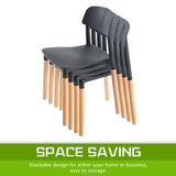 NNEDSZ 2X Retro Belloch Stackable Dining Cafe Chair BLACK