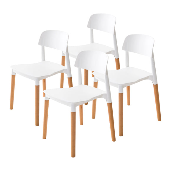 NNEDSZ 4X Retro Belloch Stackable Dining Cafe Chair WHITE