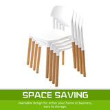 NNEDSZ 4X Retro Belloch Stackable Dining Cafe Chair WHITE