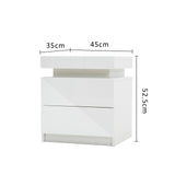 NNEDSZ 2X Bedside Table 2 Drawers RGB LED Bedroom Cabinet Nightstand Gloss WHITE