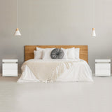 NNEDSZ 2X Bedside Table 2 Drawers RGB LED Bedroom Cabinet Nightstand Gloss WHITE