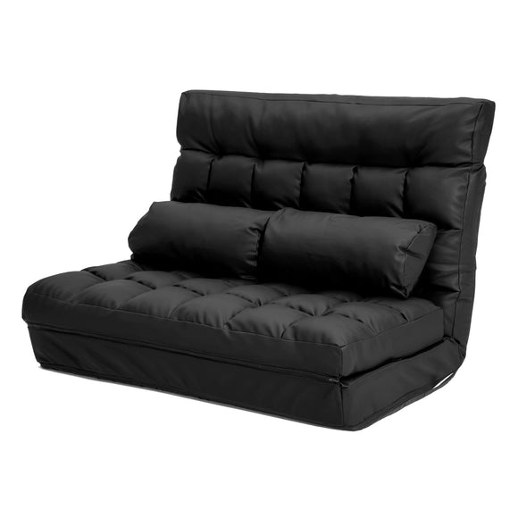 NNEDSZ Lounge Couch Sofa Bed Double Seat Leather GEMINI BLACK