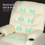 8-Point Electric Massage Recliner Chair - PU Leather Lounge Sofa Armchair ARLEEN BEIGE