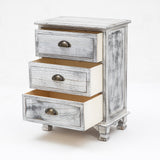 NNEDSZ 2X Bedside Table 3 Drawer Vintage Side Table Storage Cabinet Bedroom CLARA GREY