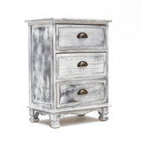 NNEDSZ 2X Bedside Table 3 Drawer Vintage Side Table Storage Cabinet Bedroom CLARA GREY
